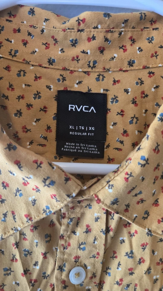 CAMISA RVCA PURE JOY NARANJA AMARILLO ABOTONADA PARA HOMBRE TALLA XL SURFISTA 🔥 Foto 4 de 4