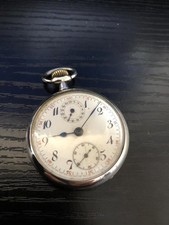 Rare Swiss Antique Silver Pocket Watch One-Push Chronograph