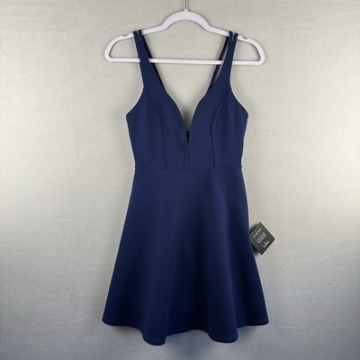 NWT Lulus Love Galore Navy Blue Skater Dress Women Sz Small Strappy Lined Hoco