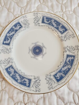 Coalport Revelry Bread & Butter Plate Blue Panels w Cupids Gold Rim