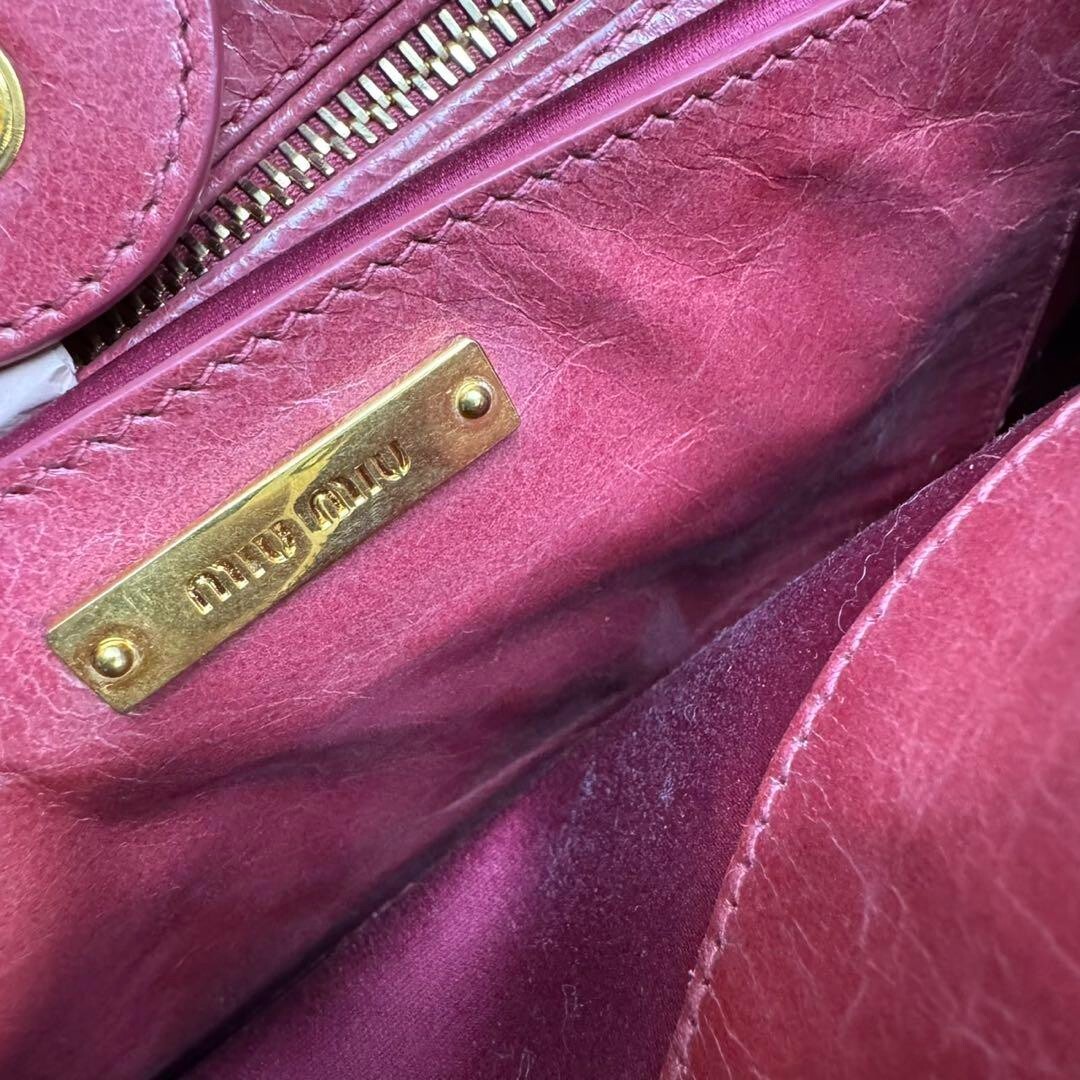 MIU MIU Vitello Shine Leather Leather Tote Bag Shoulder Bag MIU MIU Vitello Shine Leather Leather Tote Bag Shoulder Bag