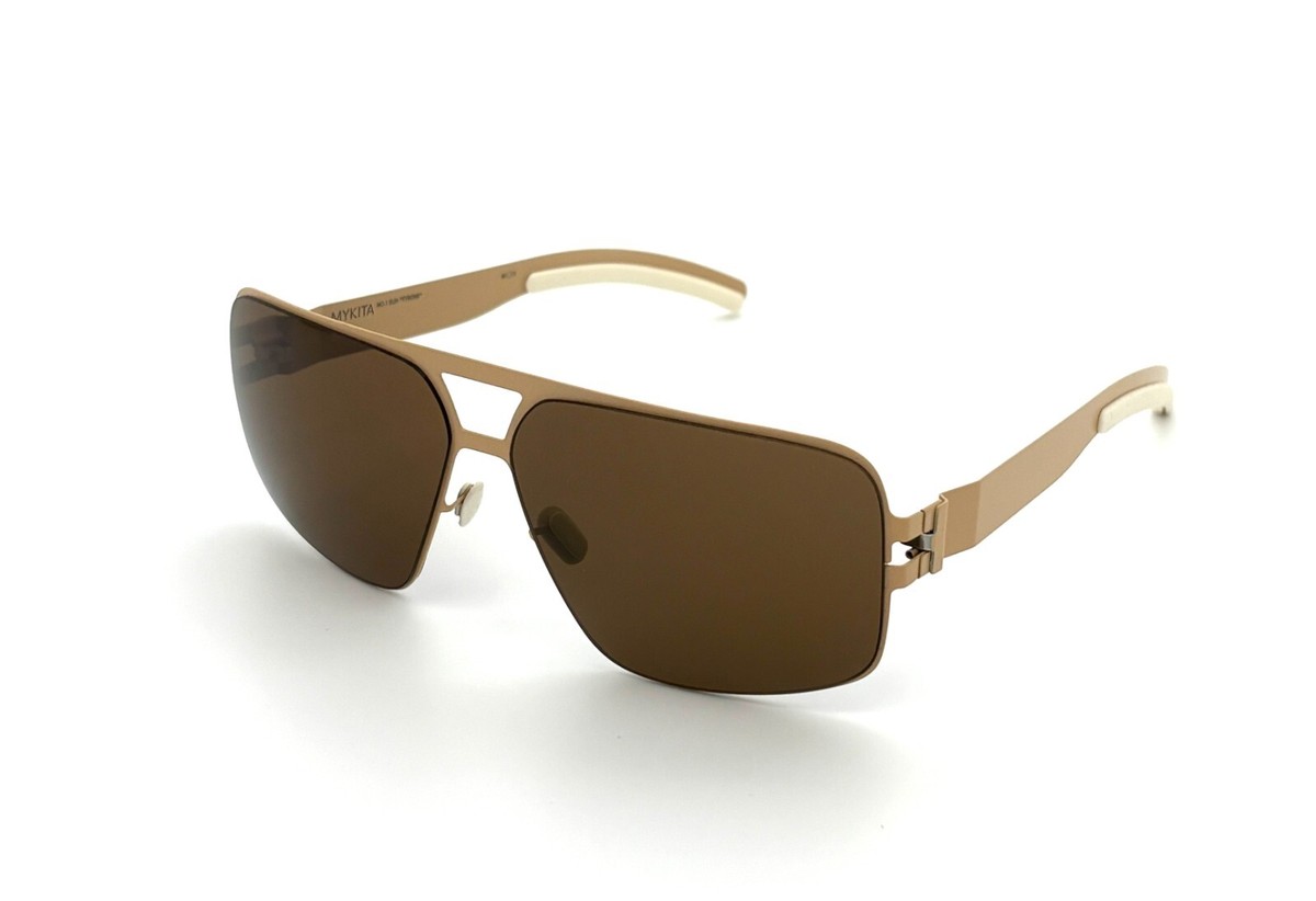 MYKITA Sunglasses TYRONE Col. 051 60mm Frame Mykita Lite Sun Peer Col 051 Silver Frame Brown Lens Aviator  main image 2