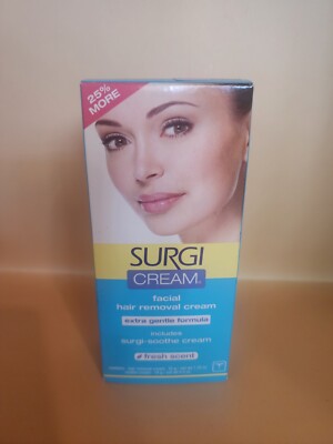Surgi Cream Facial Hair Removal Cream 1 oz & Soothe Cream 0.5 oz Fresh Scent New