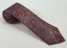 Strathmore Pastel Paisley on Burgundy 100 Silk Neck Tie -TIES DESIGNER