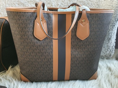 Michael Kors Bedford Logo Stripe Bag SET Wallet and EVA LG Tote - Picture 6 of 6