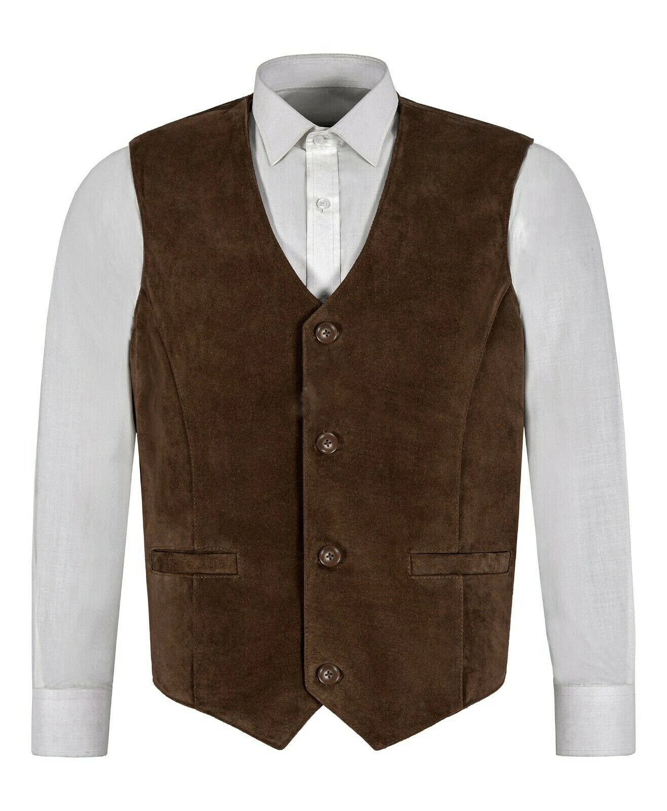 Luxury Men's Suede Waistcoat 100% Sheepskin Party Fashion Wedding Wear VestCoat