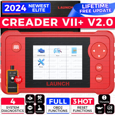 2024 LAUNCH Creader VII+ 2.0 CRP123 V2.0 Diagnostic Scanner ABS SRS Code Reader