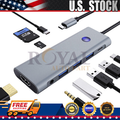 9 in 1 USB C Docking Station Multiport Hub with 100W PD Charging 4K 60Hz SD/TF