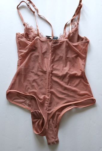 Charlotte Russe XL Bodysuit Blush Pink Mesh Lace Underwire Adjustable NWT - Picture 12 of 13