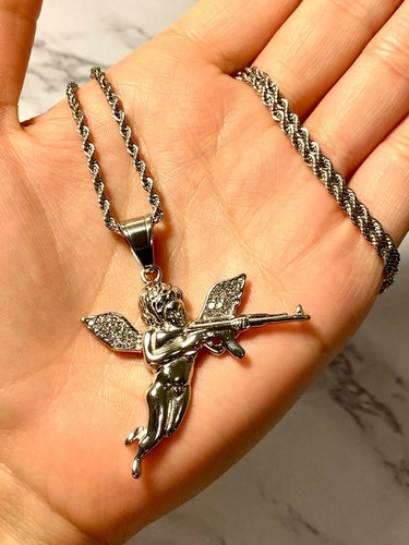Men's Silver Small Baby Cupid Love 