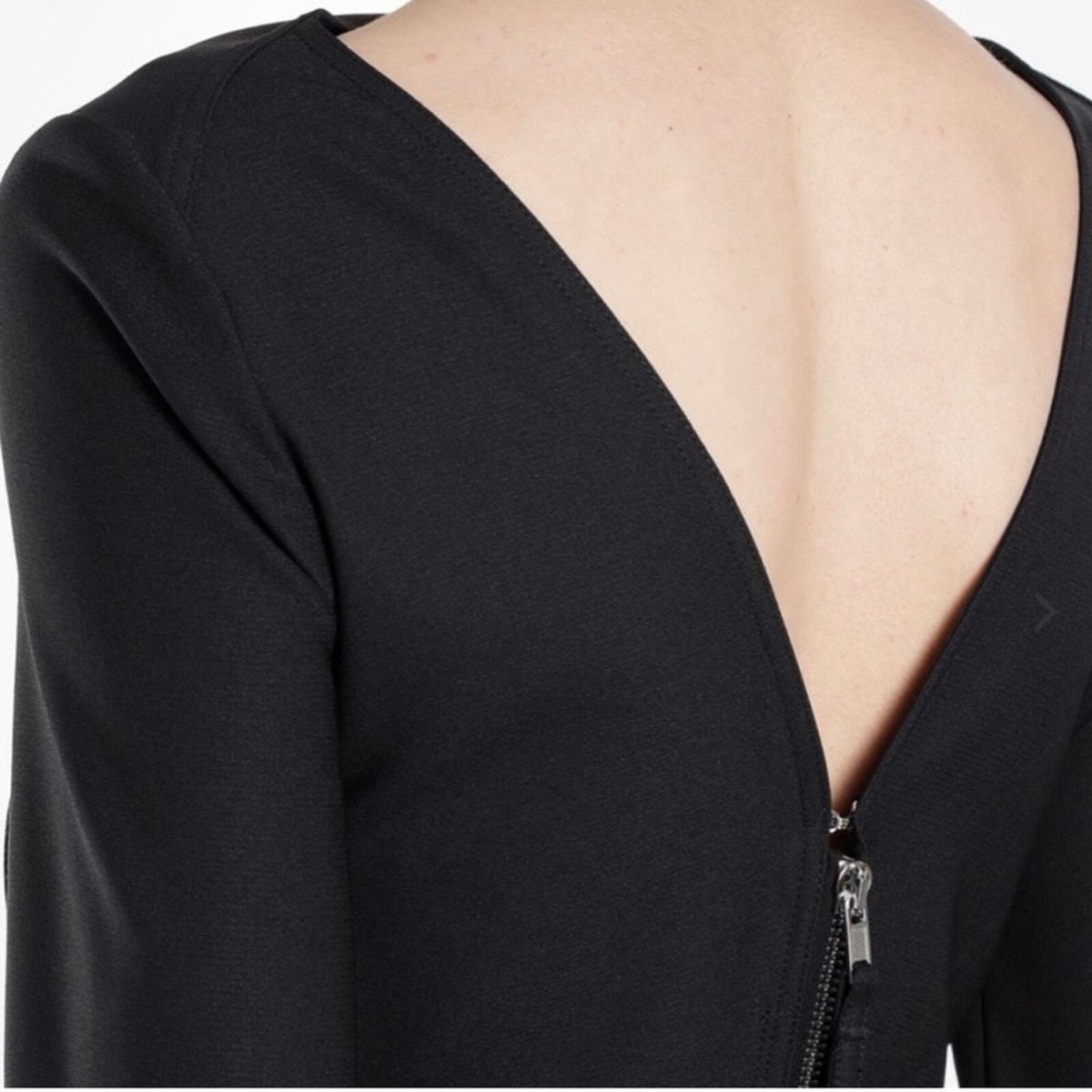 RICK OWENS Black V-Back Maria Long Sleeve Zip Back Sheath
