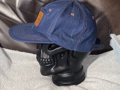 NOS Vintage Levis Strauss Denim Leather Patch Hat Trucker Cap