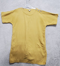 Purejill Dress Women's M Mustard Yellow Tunic Short Sleeve Lyocell Normcore