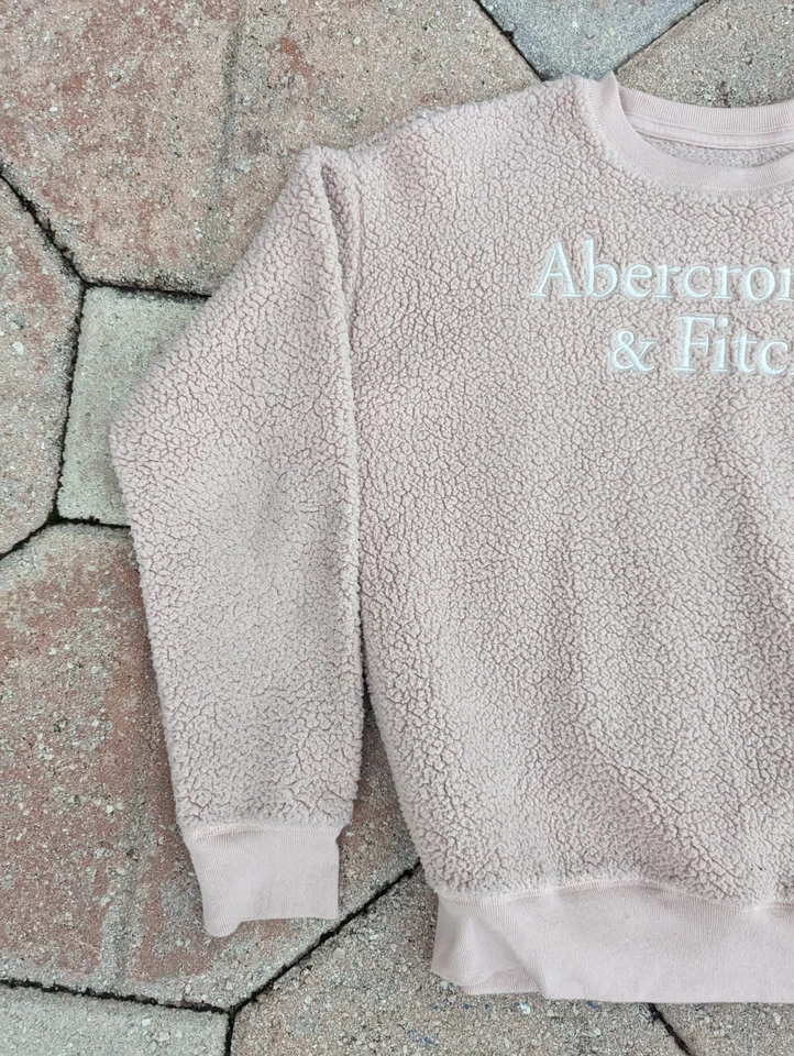 Свитер детский для девочек Abercrombie размер 11 12 маленький пуловер с длинным рукавом розовый белый - Изображение 3 из 4