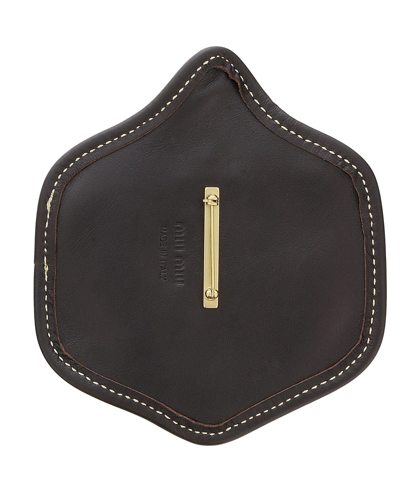 Broche prendedor de azulejos parche gamuza púrpura Miu Miu-talla única Foto 3 de 3