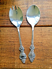 Vintage Silver MHU Russian Silver Plate  Pair Salad Servers - Spoon Fork -