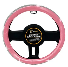 TrexNYC Rhinestone Steering Wheel Cover: Bling Steering Wheel Cover, Pink
