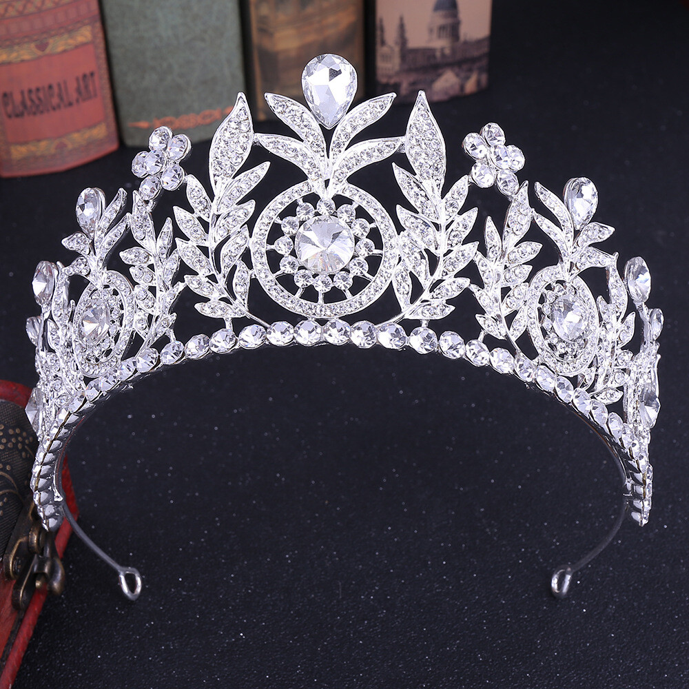 Tiara Corona Di Cristallo Con Strass - Set 3 Pezzi Per Matrimoni E Feste