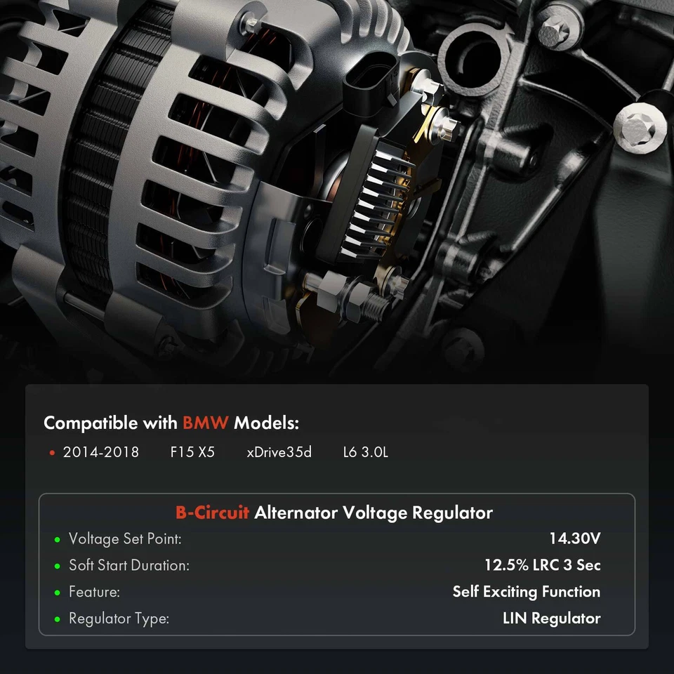 Regulador alternador para BMW X5 xDrive35d 2014 2015 2016 2017 2018 L6 3,0 L 12 V Foto 2 de 4