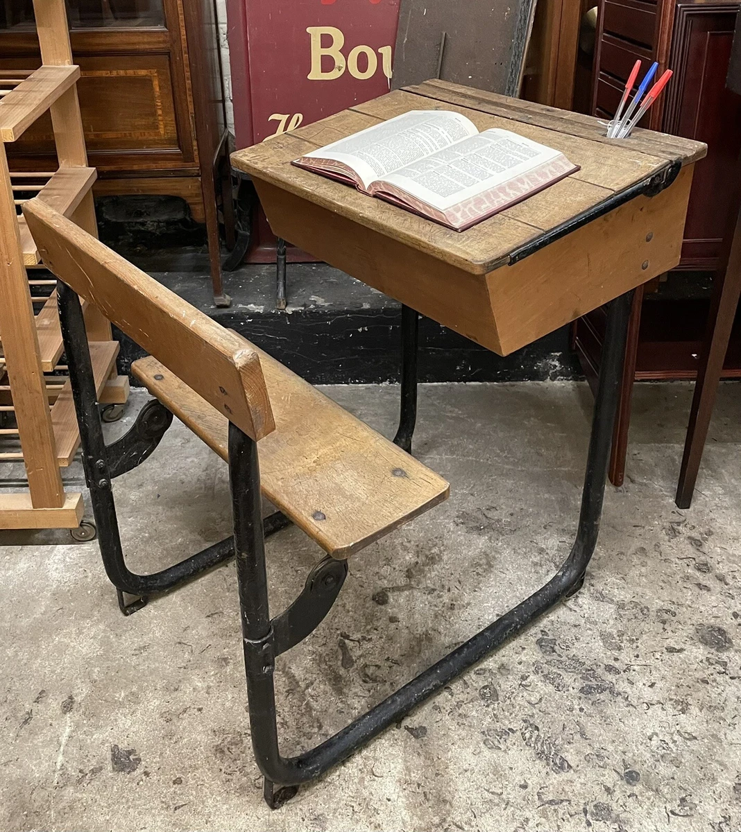 Vintage ESA Slope Fronted Child s Oak School Desk