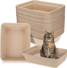 30 Pieces Large Disposable Cat Litter Boxes Paper Cat Litter Tray Pets 2 in 1 Ki
