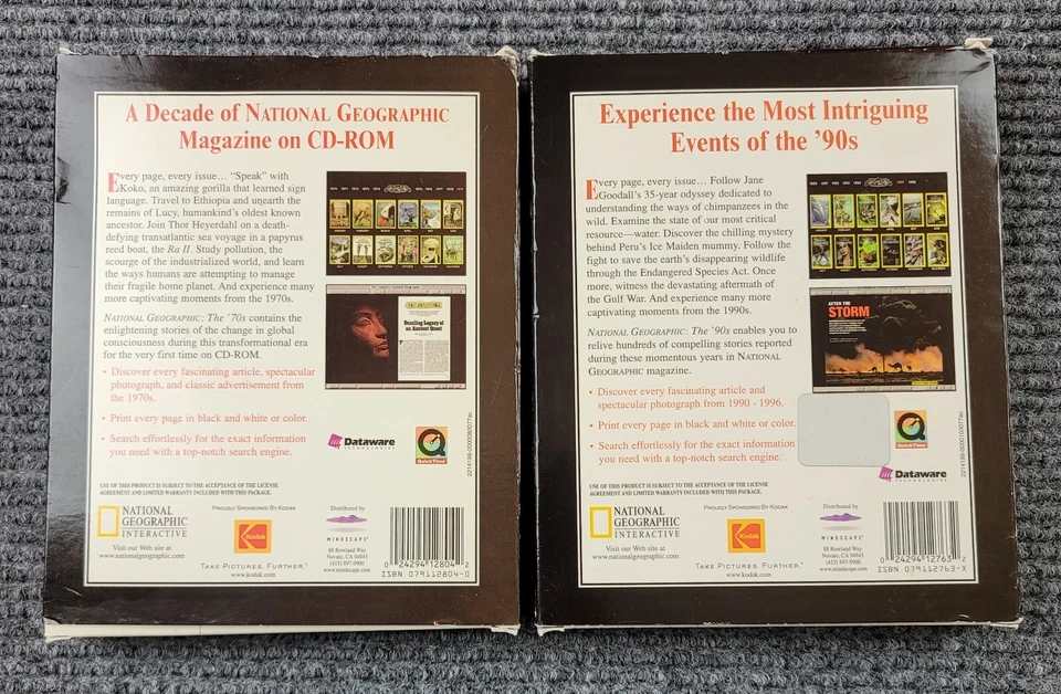 NATIONAL GEOGRAPHIC MAGAZINE THE 70s the 90s PC 3 CDs ROM Original Big Box. - Image 2 of 3