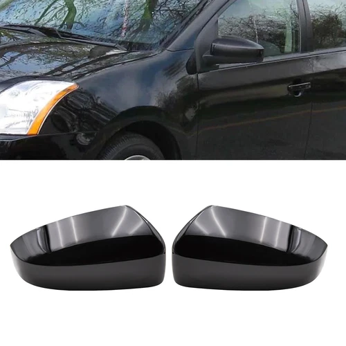 Gloss Black Door Side Wing Rearview Mirror Cover Caps For 2007-12 Nissan Sentra