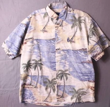 Vtg Local Motion Hawaiian Button Up Shirt Men’s Large Short Sleeve All Over Prin