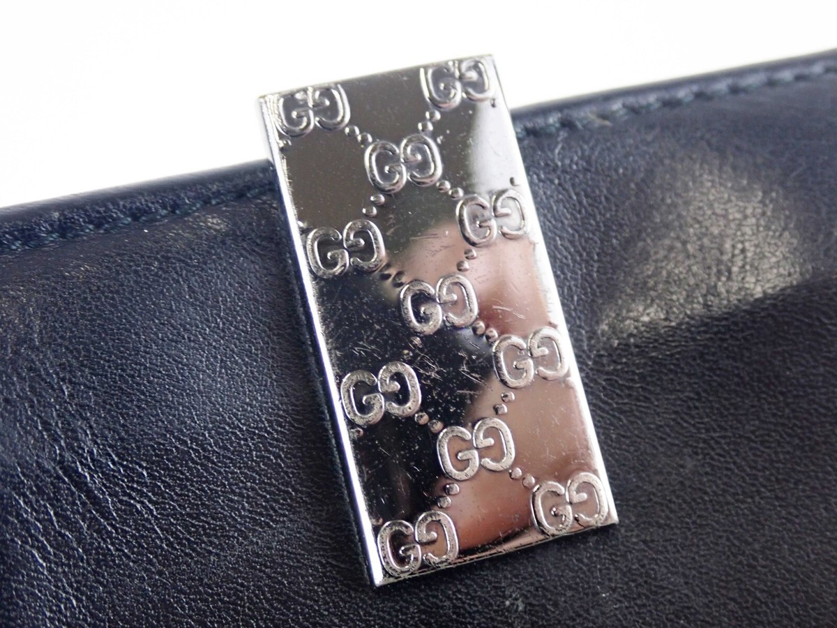 GUCCI Compact Trifold Wallet Leather Black GG | eBay