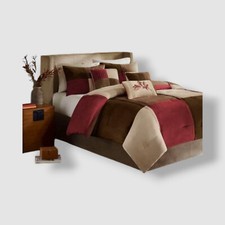 Madison Park Red Jackson Blocks Faux-Suede 7-Pc. California King Comforter Set