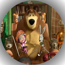 Cake Topper Birthday Party Cake Image Fondant Wafer Masha and the Bear P21