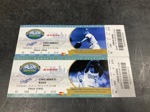 DODGERS~2012 TICKET STUB 7/2/12-7/3/12-7/4/12 VS REDS - Picture 3 of 4