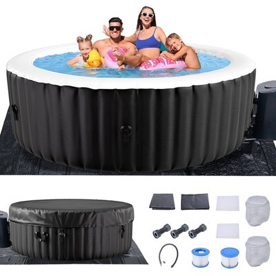 NAIZEA 4 Person Inflatable Hot Tub Round Portable Blow up Hot Tub Leak-Proof PVC