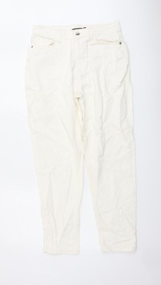 I SAW IT FIRST Damen elfenbeinfarbene Baumwolle Mom Jeans Größe 10 L27 normale Knöpfe