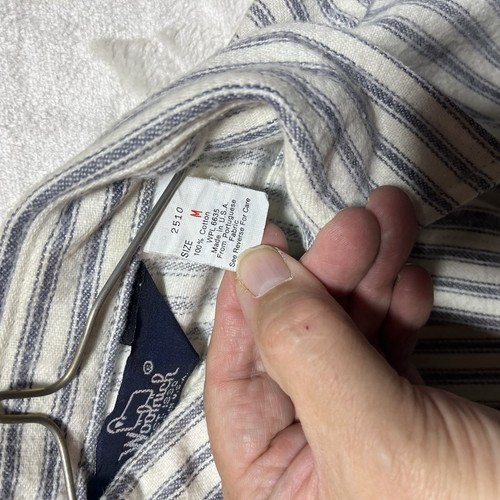 Vintage 90s Woolrich Button Up Shirt White Gray Stripe Chore Outdoor Flannel M - Picture 14 of 14