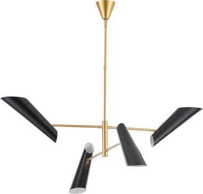 Black & Gold 4-Light Modern Linear Pendant Light Fixture