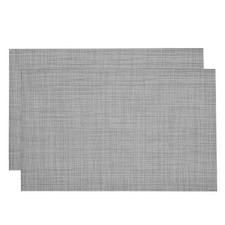 Set of 2 Place Mats 450x300mm Table Mats PVC Washable Woven Placemat Gray
