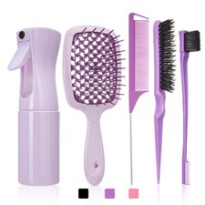 6 Pcs Comb Set Detangling Hair Brush Curly Hair Curved Rat Tail Comb Set
