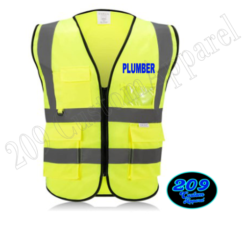Gilet di Sicurezza Idraulico Hi-Vis ANSI Classe 2 Riflettente 2” Strisce Tasche - Foto 3 di 15