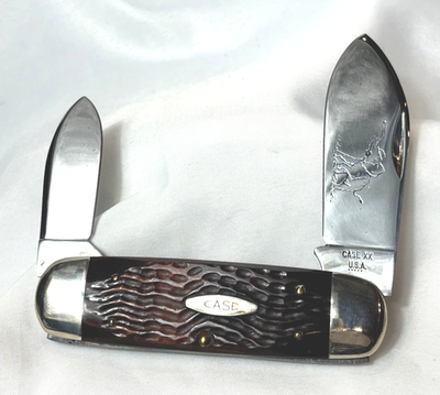 1975 Case XX Elephant's Toe Knife 6250 Double Folding Blade Jigged