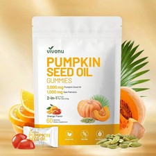 Pumpkin Seed Oil 3000mg with Saw Palmetto 1000mg 60-Gummies.NEW