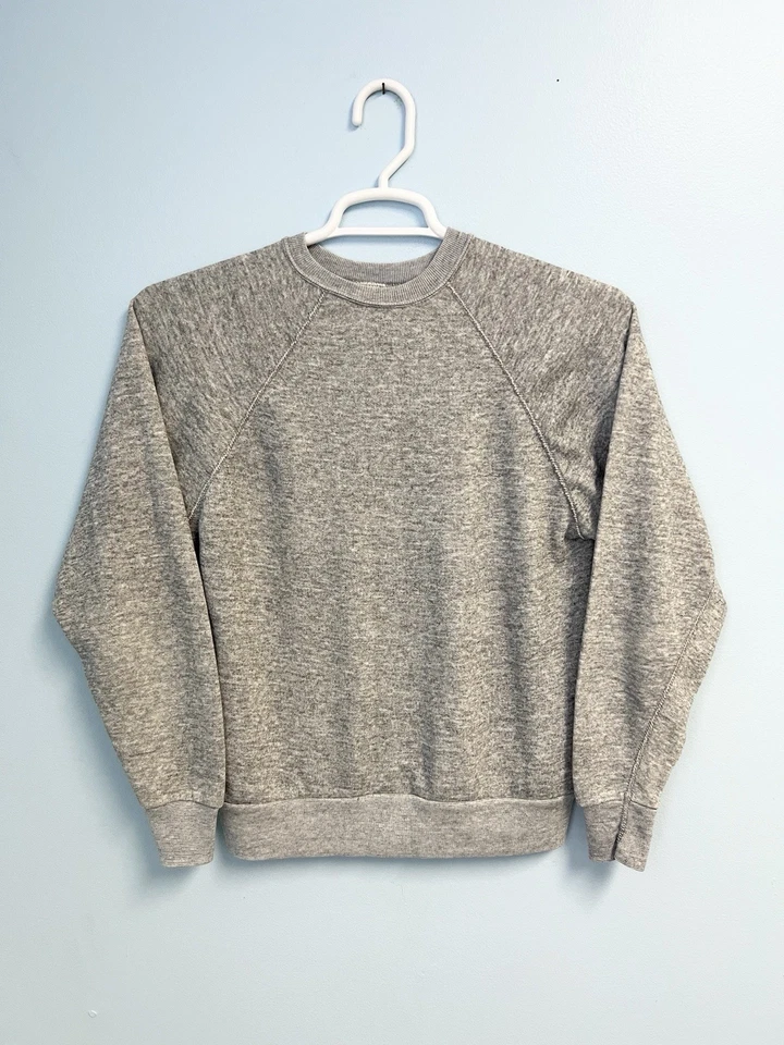 Vintage 60s Tultex Sweatshirt XL Heather Gray Raglan Crewneck Made in USA - Image 2 of 4