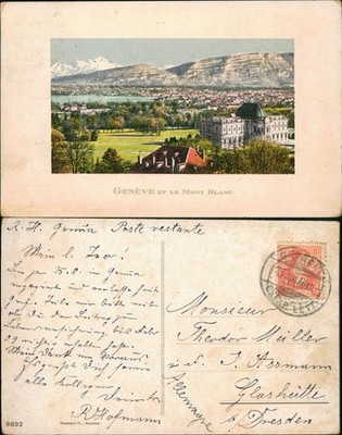 Ansichtskarte Genf Genève Stadt et le Mont Blanc 1913