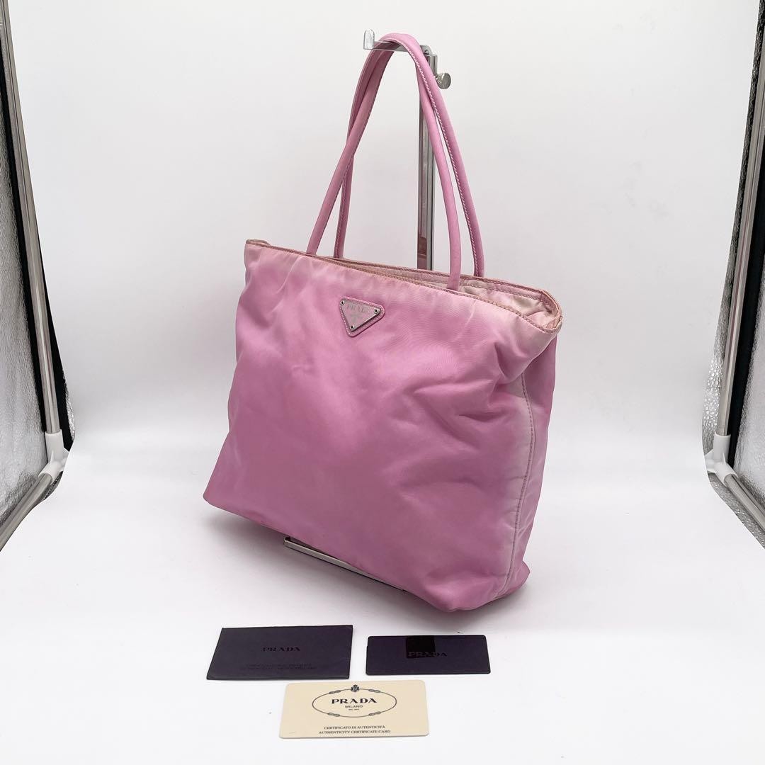 PRADA Nylon Pink Handbag with Triangle Logo JS372255
