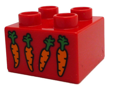 Lego Duplo Motivstein mit Karotten Möhren Mohrrüben 2x2 Bildstein 3437pb068