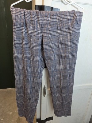 Lands End Womens Small Brown Houndstooth Pants Preppy Workwear Casual Office