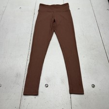 Ribbed Leggings Womens Size Small Brown High Rise Ankle Knit Stretch Yoga