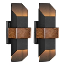 LamQee Geometric Wall Sconce Set of 2, Modern Lamp Sconces Wall Lighting Up a...