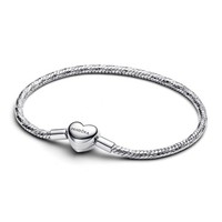 Pandora Schlangen-Gliederarmband Facette Herzverschluss Silber 594236C00-18 Cm