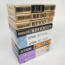 Lot (9) NEW Sony/TDK/Maxell SA XL UX 100 90 High Bias Type II Cassette Tape